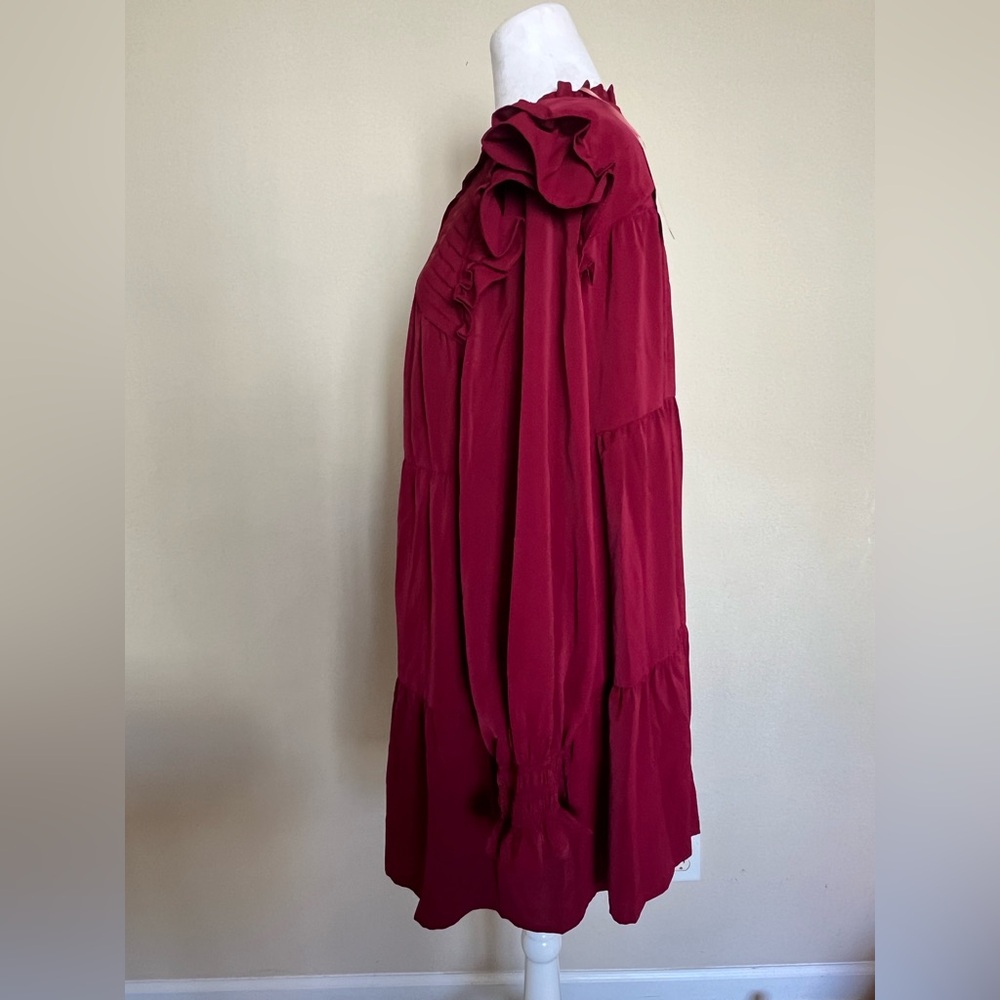 Entro Raspberry Red Ruffled Yoke Dress NWT - Picture 3 of 7
